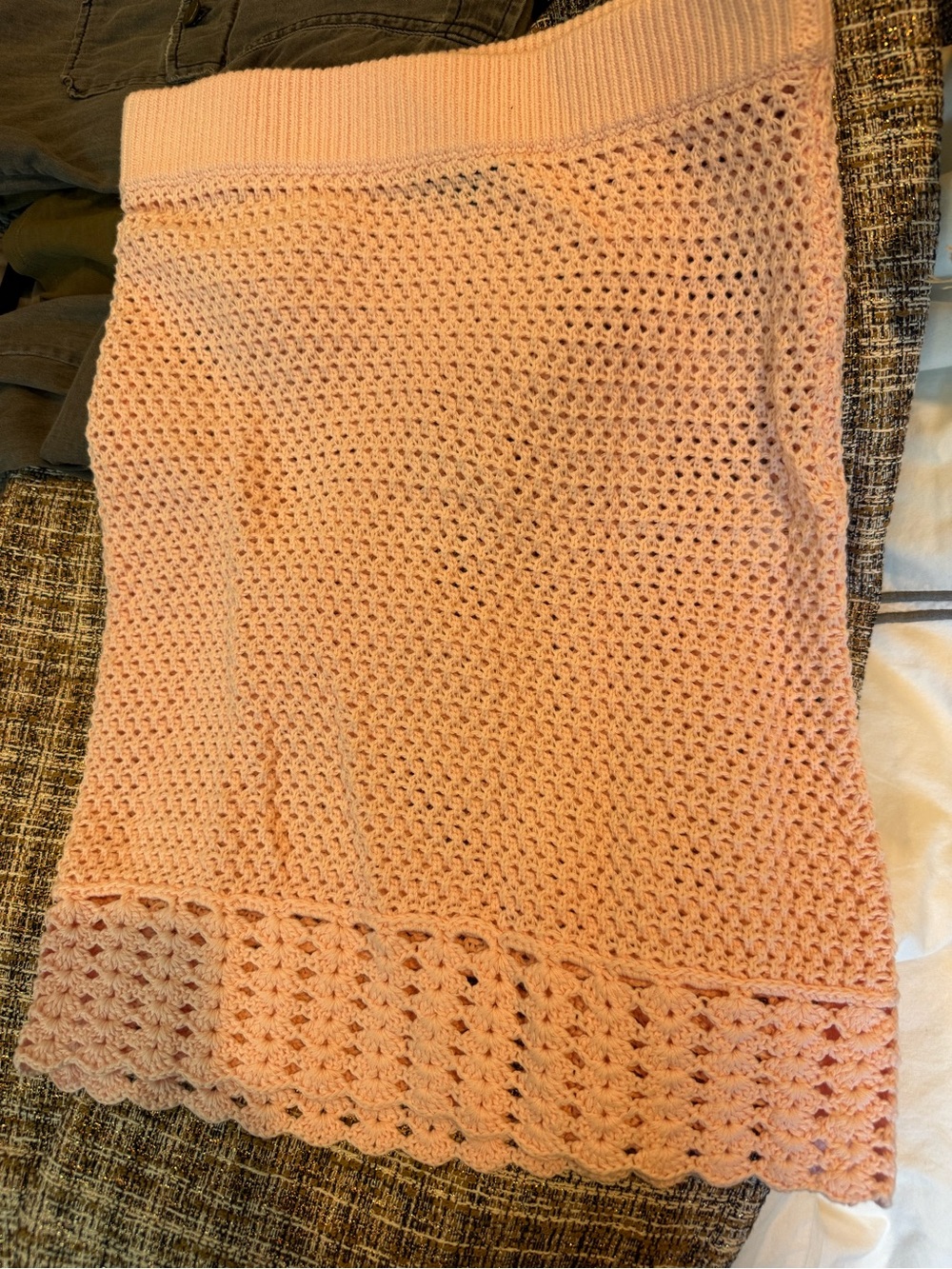 MAJORELLE pink Crochet Mini Skirt